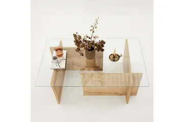 Escape 65 cm Rektangulært Salongbord i Glass med Understell i Tre - Klar - Møbler - Bord - Sofabord & salongbord