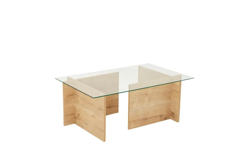 Escape 65 cm Rektangulært Salongbord i Glass med Understell i Tre - Klar - Møbler - Bord - Sofabord & salongbord