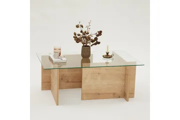 Escape 65 cm Rektangulært Salongbord i Glass med Understell i Tre - Klar - Møbler - Bord - Sofabord & salongbord