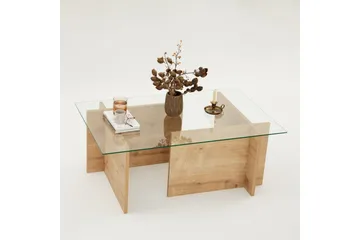Escape 65 cm Rektangulært Salongbord i Glass med Understell i Tre - Klar - Møbler - Bord - Sofabord & salongbord