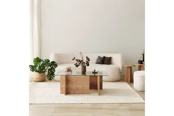Escape 65 cm Rektangulært Salongbord i Glass med Understell i Tre - Klar - Møbler - Bord - Sofabord & salongbord