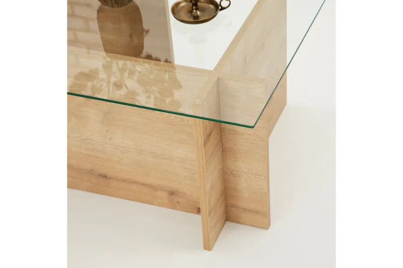 Escape 65 cm Rektangulært Salongbord i Glass med Understell i Tre - Klar - Møbler - Bord - Sofabord & salongbord