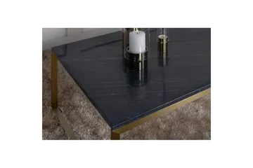 Sofabord Estelle Rektangulær 60x120 cm Marmor Grå / Messing - Grå / Messing - Møbler - Bord - Sofabord & salongbord