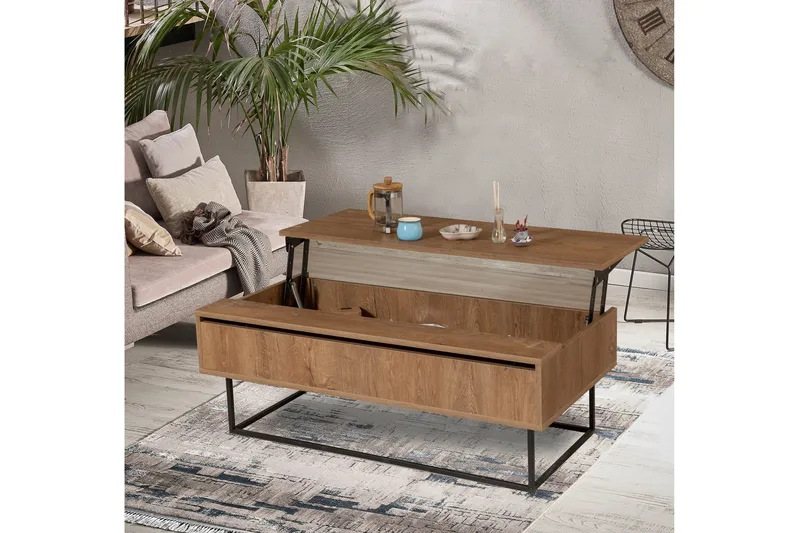 Estremoz Sofabord 120 cm med Oppbevaring Rum - Mørkebrun/Svart - Møbler - Bord - Sofabord & salongbord - Sofabord med oppbevaring