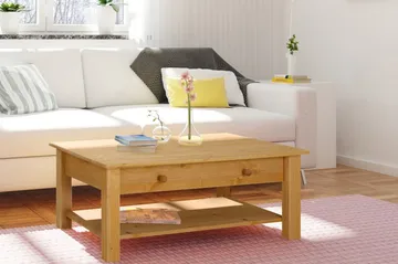 Evonne Sofabord 100 cm med Oppbevaring 2 Skuffer + Hylle - Brun - Møbler - Bord - Sofabord & salongbord - Sofabord med oppbevaring