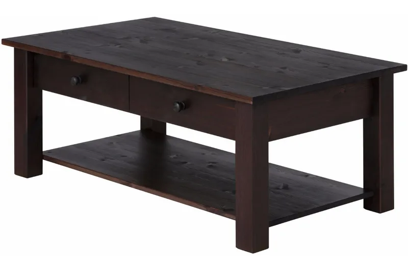 Evonne Sofabord 100 cm med Oppbevaring 2 Skuffer + Hylle - Svart - Møbler - Bord - Sofabord & salongbord