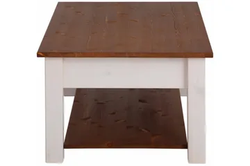 Evonne Sofabord 100 cm med Oppbevaring 2 Skuffer + Hylle - Hvit/Brun - Møbler - Bord - Sofabord & salongbord - Sofabord med oppbevaring
