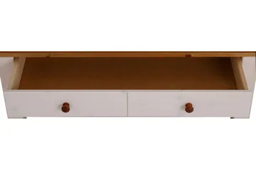Evonne Sofabord 100 cm med Oppbevaring 2 Skuffer + Hylle - Hvit/Brun - Møbler - Bord - Sofabord & salongbord - Sofabord med oppbevaring