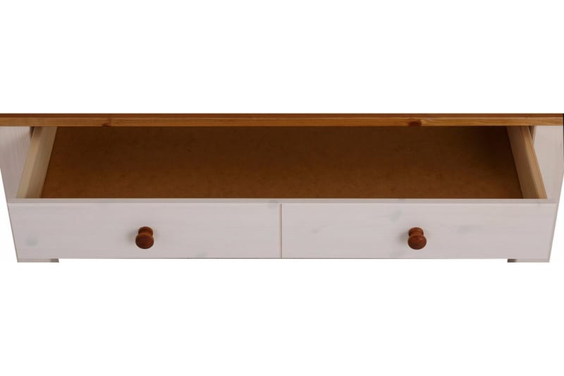 Evonne Sofabord 100 cm med Oppbevaring 2 Skuffer + Hylle - Hvit/Brun - Møbler - Bord - Sofabord & salongbord - Sofabord med oppbevaring