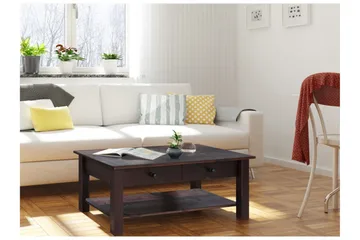 Evonne Sofabord 100 cm med Oppbevaring 2 Skuffer + Hylle - Svart - Møbler - Bord - Sofabord & salongbord - Sofabord med oppbevaring