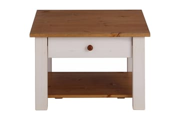 Evonne Sofabord 60 cm med Oppbevaringsskuff + Hylle - Hvit/Brun - Møbler - Bord - Sofabord & salongbord - Sofabord med oppbevaring