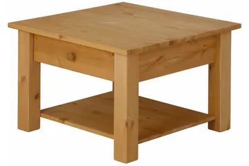 Evonne Sofabord 60 cm med Oppbevaringsskuff + Hylle - Brun - Møbler - Bord - Sofabord & salongbord - Sofabord med oppbevaring