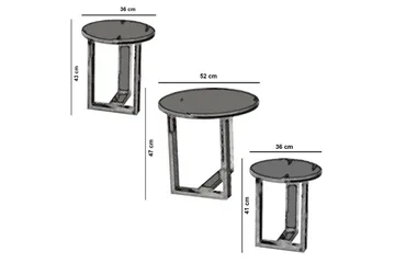 Falan Settbord 52 cm Rundt 3 Bord - Beige - Møbler - Bord - Sofabord & salongbord