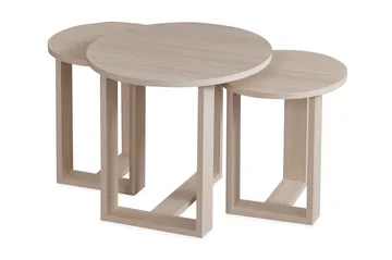 Falan Settbord 52 cm Rundt 3 Bord - Beige - Møbler - Bord - Sofabord & salongbord