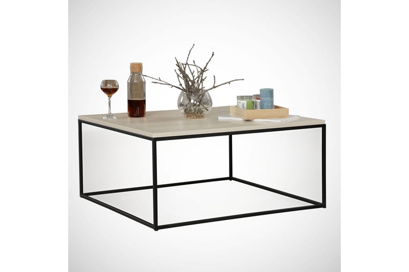 Falan Sofabord 75 cm - Hvit/Svart - Møbler - Bord - Sofabord & salongbord