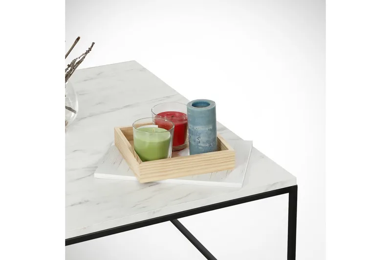 Falan Sofabord 75 cm Marmormønster - Hvit/Svart - Møbler - Bord - Sofabord & salongbord