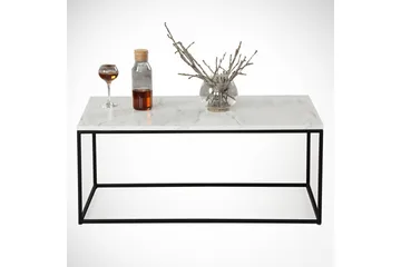 Falan Sofabord 95 cm Marmormønster - Hvit/Svart/Grå - Møbler - Bord - Sofabord & salongbord