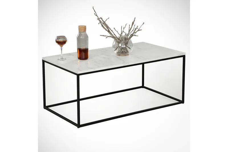 Falan Sofabord 95 cm Marmormønster - Hvit/Svart/Grå - Møbler - Bord - Sofabord & salongbord