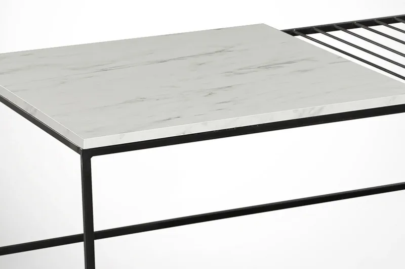 Falan Sofabord 95 cm Marmormønster Ribbor - Hvit/Svart - Møbler - Bord - Sofabord & salongbord