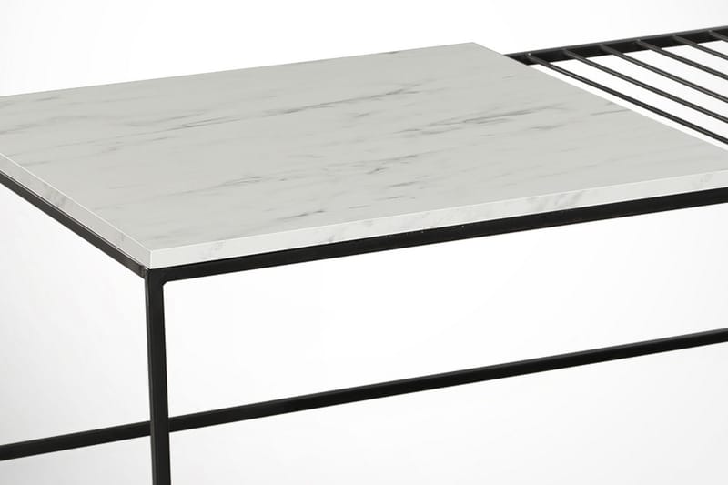 Falan Sofabord 95 cm Marmormønster Ribbor - Hvit/Svart - Møbler - Bord - Sofabord & salongbord