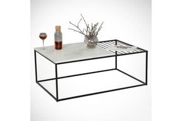 Falan Sofabord 95 cm Marmormønster Ribbor - Hvit/Svart - Møbler - Bord - Sofabord & salongbord