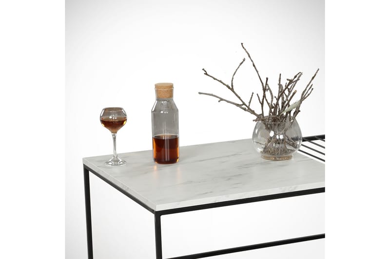 Falan Sofabord 95 cm Marmormønster Ribbor - Hvit/Svart - Møbler - Bord - Sofabord & salongbord