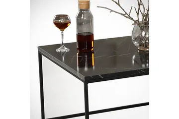 Falan Sofabord 95 cm Marmormønster Ribbor - Svart - Møbler - Bord - Sofabord & salongbord