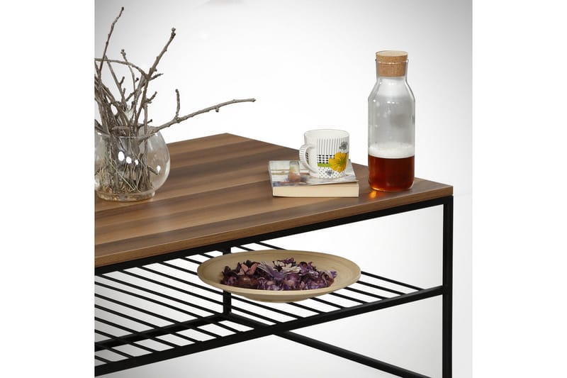 Falan Sofabord 95 cm med Hylle Ribber - Brun - Møbler - Bord - Sofabord & salongbord