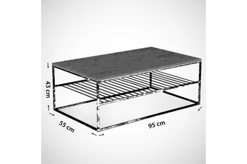 Falan Sofabord 95 cm med Hylle Ribber - Brun - Møbler - Bord - Sofabord & salongbord
