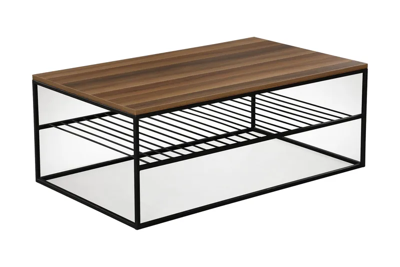 Falan Sofabord 95 cm med Hylle Ribber - Brun - Møbler - Bord - Sofabord & salongbord