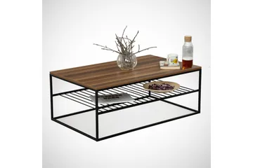 Falan Sofabord 95 cm med Hylle Ribber - Brun - Møbler - Bord - Sofabord & salongbord