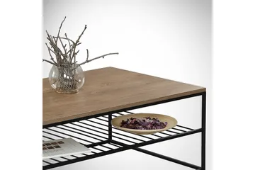 Falan Sofabord 95 cm med Hyller Ribber - Brun/Eik - Møbler - Bord - Sofabord & salongbord