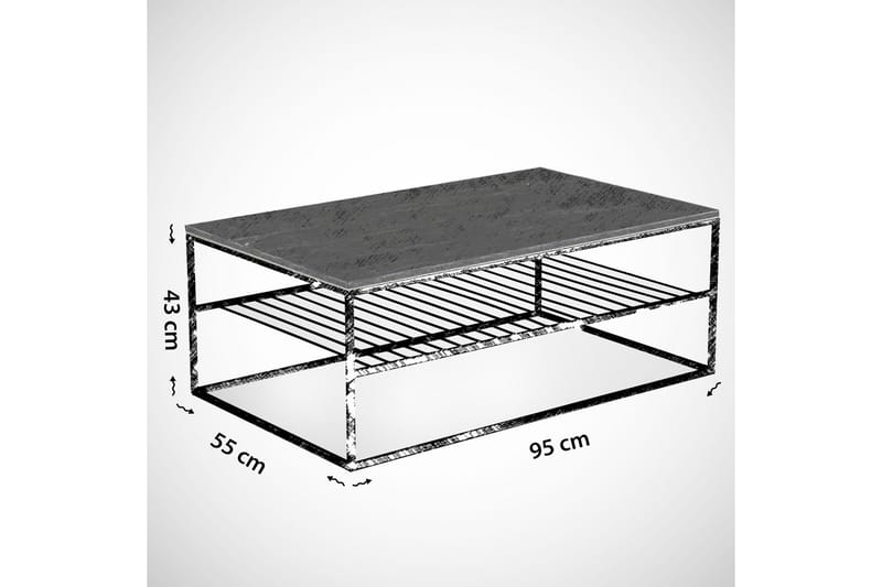Falan Sofabord 95 cm med Hyller Ribber - Brun/Eik - Møbler - Bord - Sofabord & salongbord