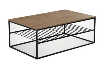 Falan Sofabord 95 cm med Hyller Ribber - Brun/Eik - Møbler - Bord - Sofabord & salongbord