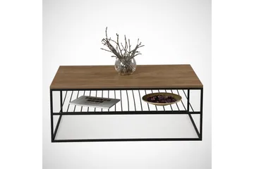 Falan Sofabord 95 cm med Hyller Ribber - Brun/Eik - Møbler - Bord - Sofabord & salongbord