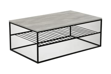 Falan Sofabord 95 cm med Hyller Ribber - Grå/Hvit - Møbler - Bord - Sofabord & salongbord