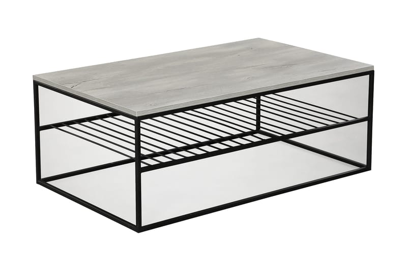 Falan Sofabord 95 cm med Hyller Ribber - Grå/Hvit - Møbler - Bord - Sofabord & salongbord