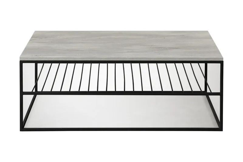 Falan Sofabord 95 cm med Hyller Ribber, Grå/Hvit