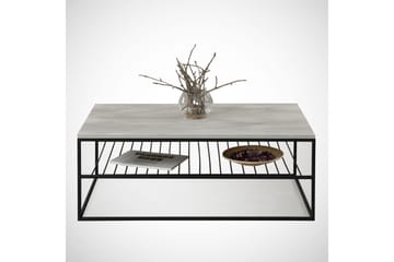 Falan Sofabord 95 cm med Hyller Ribber - Grå/Hvit - Møbler - Bord - Sofabord & salongbord