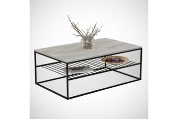 Falan Sofabord 95 cm med Hyller Ribber - Grå/Hvit - Møbler - Bord - Sofabord & salongbord