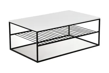 Falan Sofabord 95 cm med Oppbevaringshyller Ribbor - Hvit/Svart - Møbler - Bord - Sofabord & salongbord