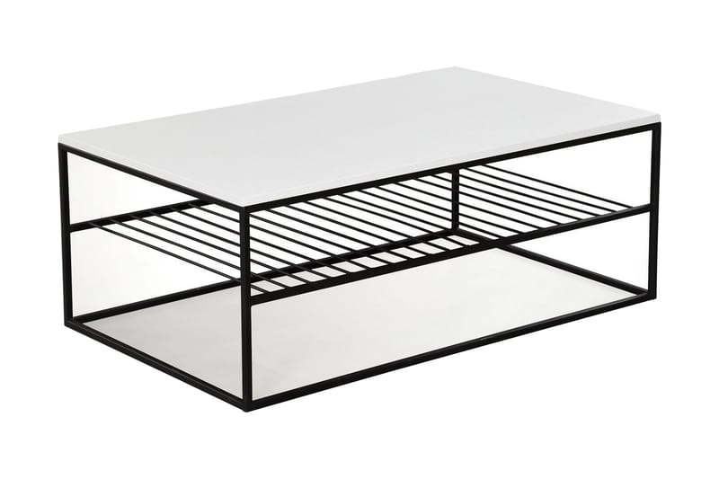 Falan Sofabord 95 cm med Oppbevaringshyller Ribbor - Hvit/Svart - Møbler - Bord - Sofabord & salongbord