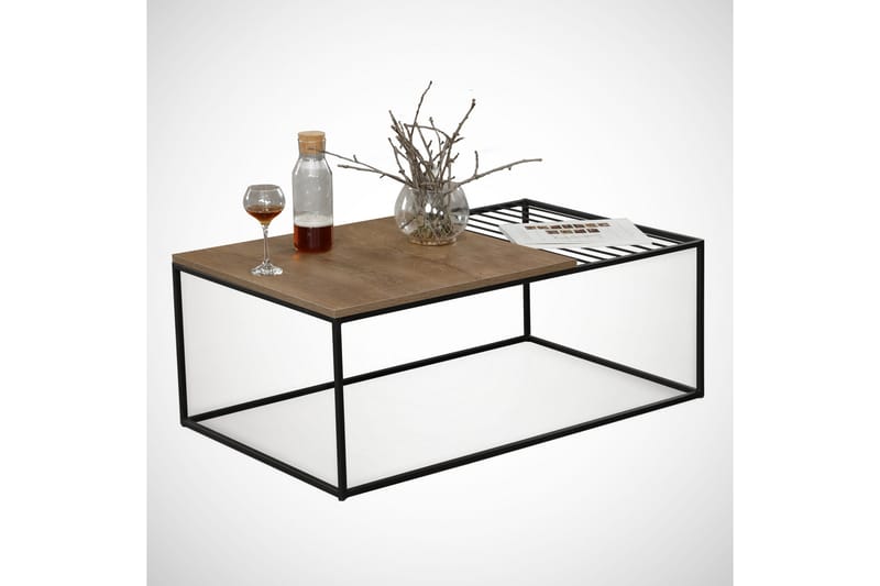 Falan Sofabord 95 cm Ribber - Eik/Brun - Møbler - Bord - Sofabord & salongbord
