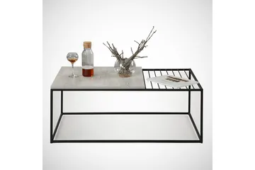 Falan Sofabord 95 cm Ribber - Hvit/Marmor - Møbler - Bord - Sofabord & salongbord