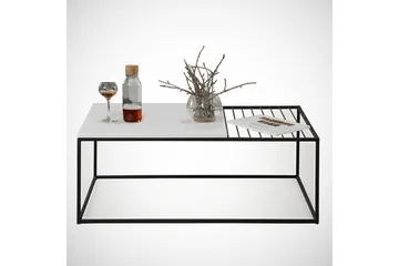 Falan Sofabord 95 cm Ribbor - Hvit/Svart - Møbler - Bord - Sofabord & salongbord