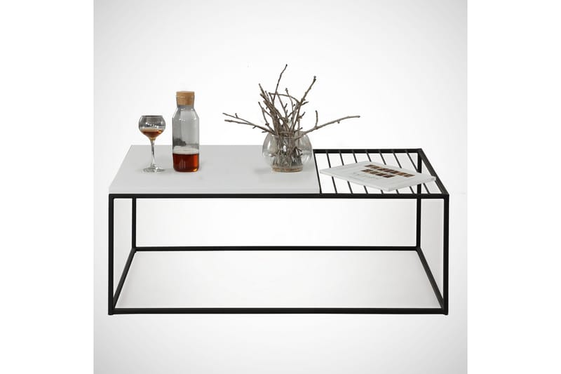 Falan Sofabord 95 cm Ribbor - Hvit/Svart - Møbler - Bord - Sofabord & salongbord