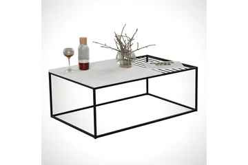 Falan Sofabord 95 cm Ribbor - Hvit/Svart - Møbler - Bord - Sofabord & salongbord