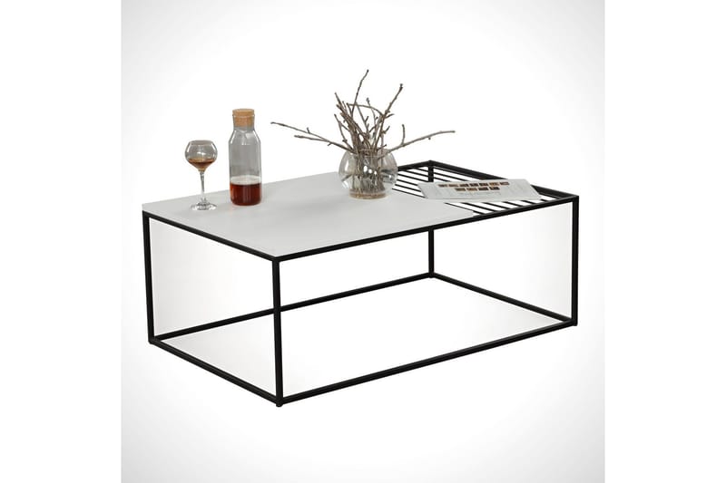 Falan Sofabord 95 cm Ribbor - Hvit/Svart - Møbler - Bord - Sofabord & salongbord