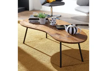 Fanks Sofabord 122 cm Njurformat - Massivt Tre/Svart - Møbler - Bord - Sofabord & salongbord