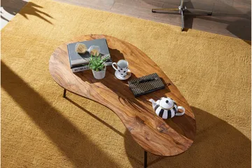 Fanks Sofabord 122 cm Nyreformet - Massivt Tre/Svart - Møbler - Bord - Sofabord & salongbord